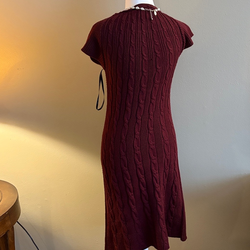 6/$20 Calvin Klein Elegant Burgundy Knit Dress XS - Picture 5 of 8